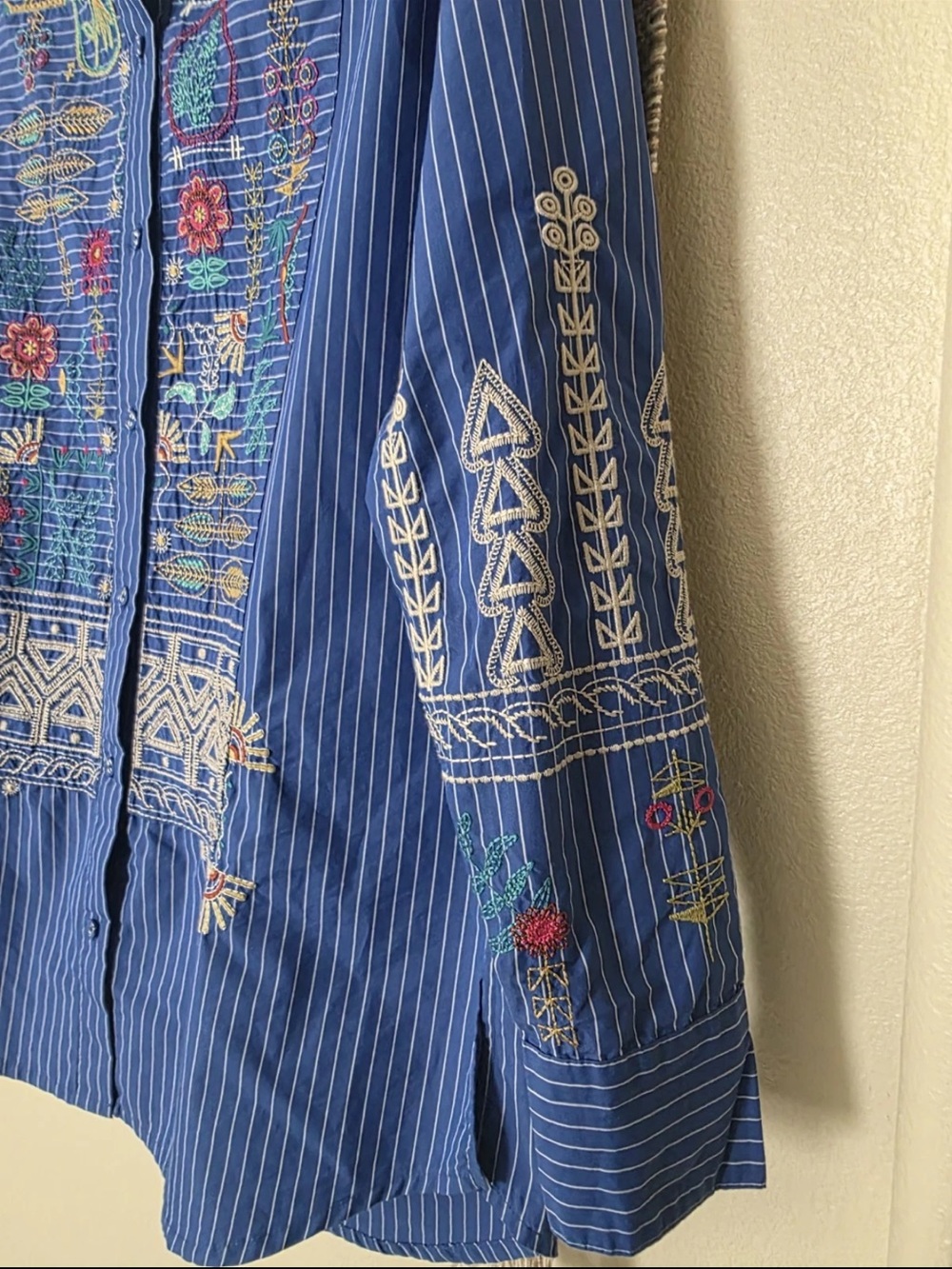 Johnny Was Womens XS Oversized Embroidered Button Up Shirt Boho Artisan MSRP$248 - Picture 9 of 12